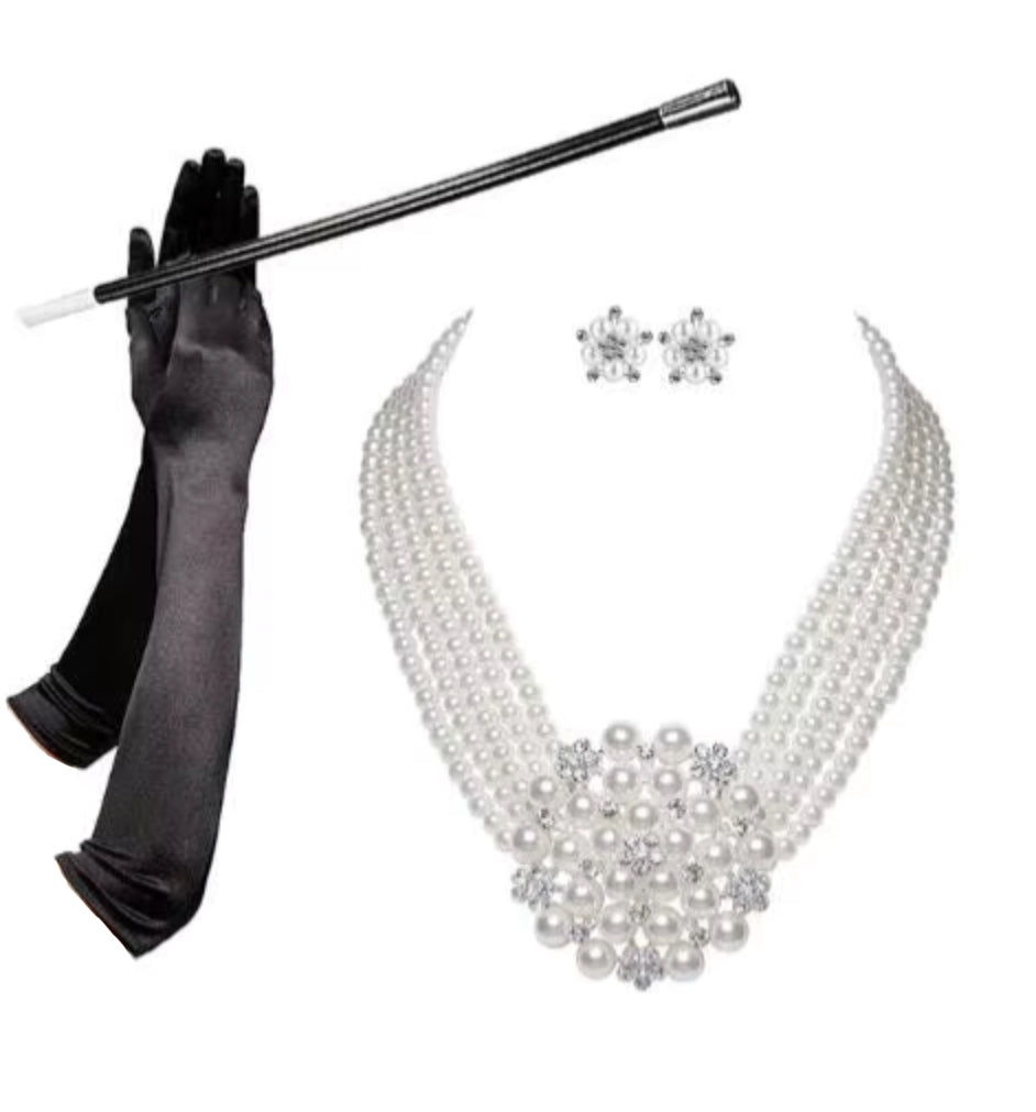 Audrey Hepburn Breakfast at Tiffany's Jewelry, Gloves and Cigarette