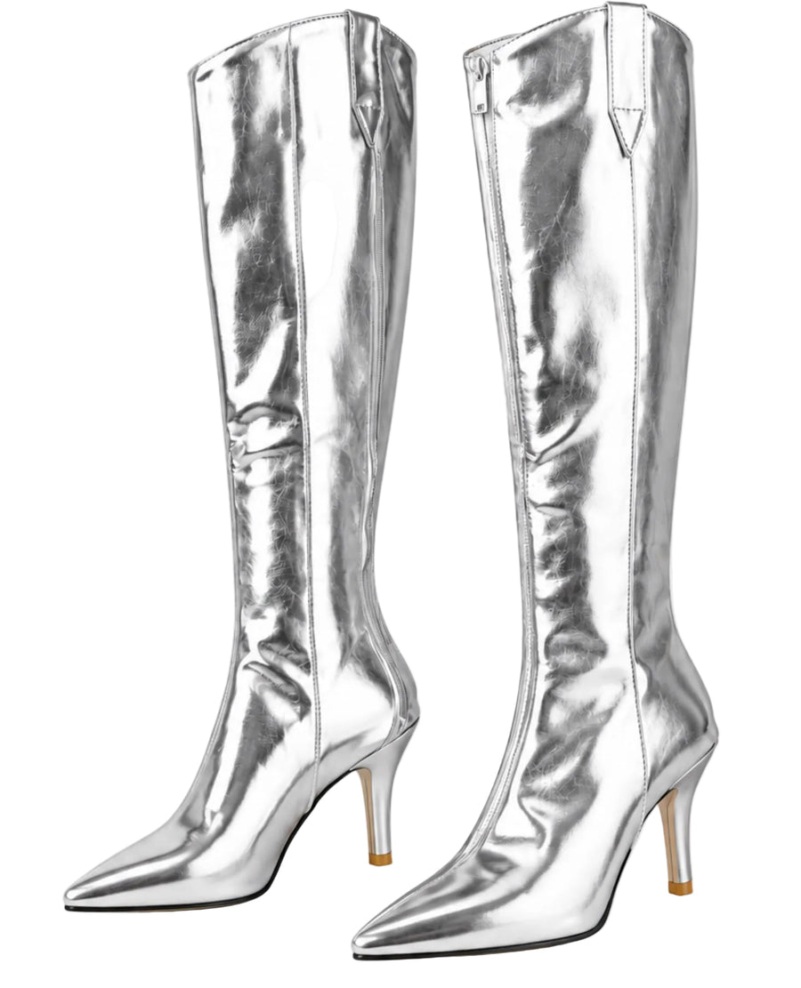 60s Space Age Alien Silver High Boots