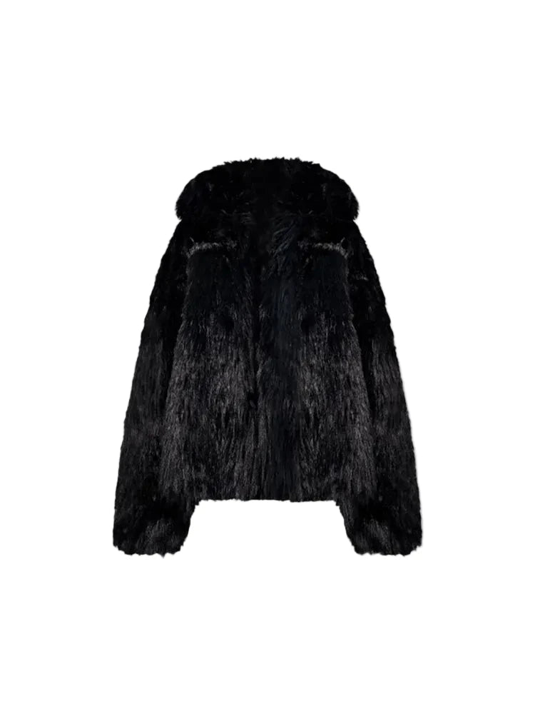 Fight Club Marla Singer Black Fur Jacket